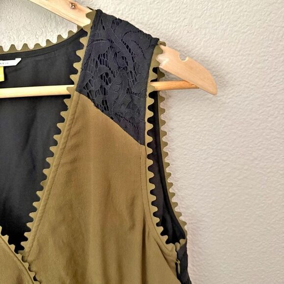 LEIFSDOTTIR x ANTHROPOLOGIE | Sani Lace Jumpsuit Moss Sleeveless Pockets | 14 - Picture 4 of 12